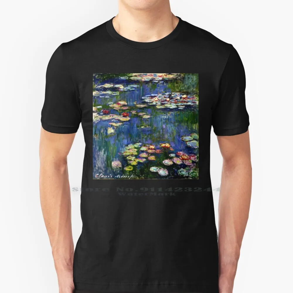 Claude Water Lilies-Iconic Image Of 100% Cotton T Shirt Claude Water Lilies Water Lily Garden Water Lily Landscape The Water