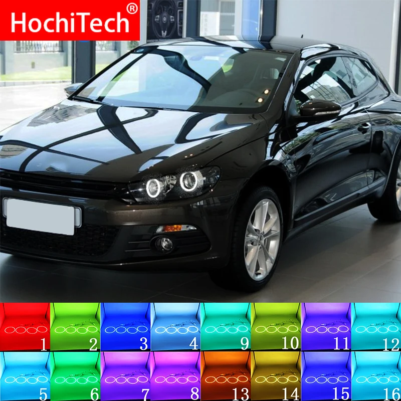 

Пульт дистанционного управления для Volkswagen VW Scirocco 2008-13 с разноцветными RGB светодиодными кольцевыми глазками ангела, ДХО, РЧ, с аксессуарами для проектора