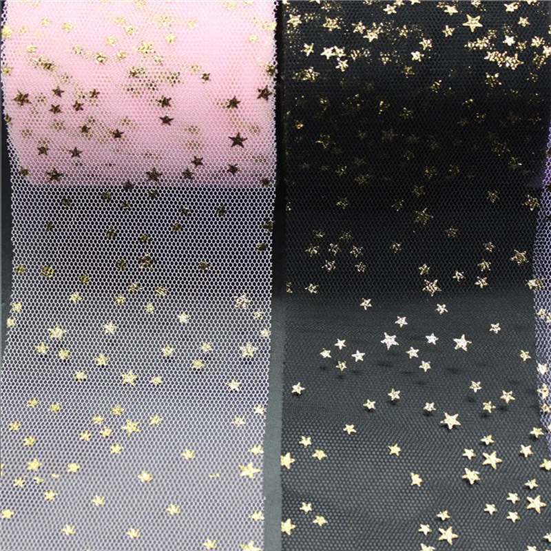 25Yards 6cm Width Stars Tulle Confetti Glitter Tulle Bady Shower Tutu Pom Bow Soft Squine Tulle DIY Wedding Birthday Decor