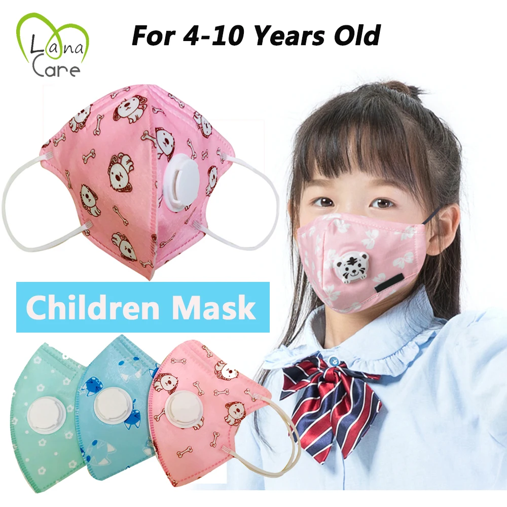 

10PCS 4-12 Years Children Mask 5-Layers Adjustable Active Carbon Filters Reusable Face Mask Kids Mask