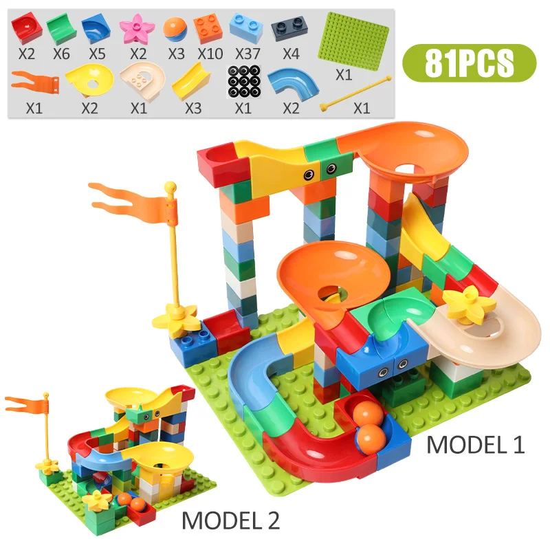 83-332PCS Marble Race Run Bricks blocchi di costruzione di grandi dimensioni imbuto Slide Blocks mattoni fai da te giocattoli per bambini ragazze