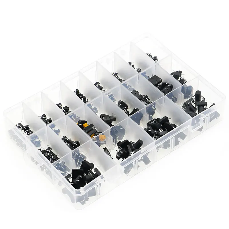 250Pcs Micro Switch 20 Types Assorted Push Button Tact Switches 6*6mm 12*12mm Button Touch Micro Switch Diy Kit