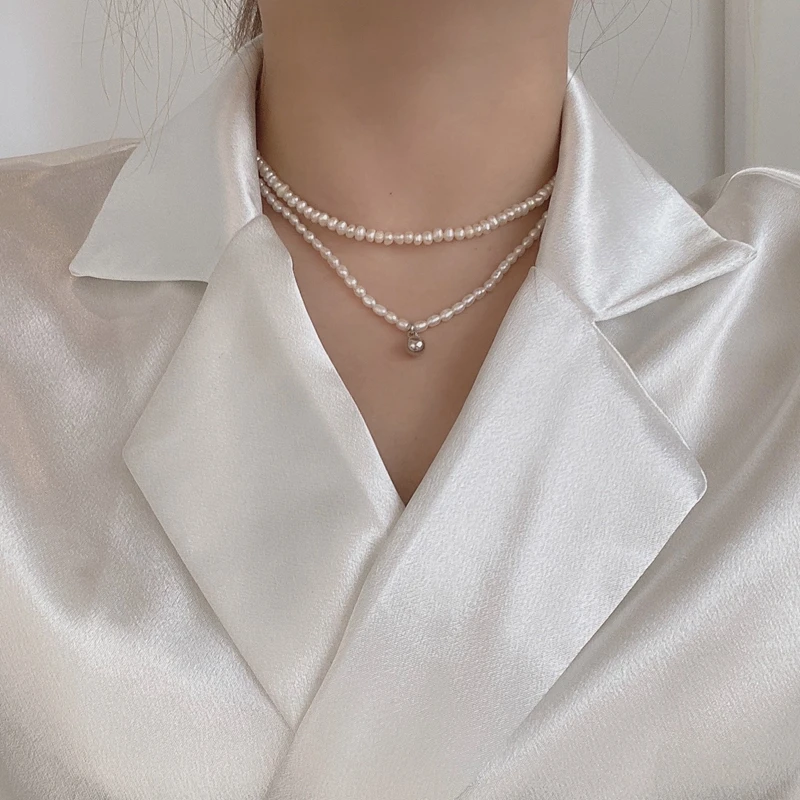 

Silvology 925 Sterling Silver Natural Small Pearl Choker Necklace Ladies Minimalist Elegant Classic Necklace Festival Jewelry