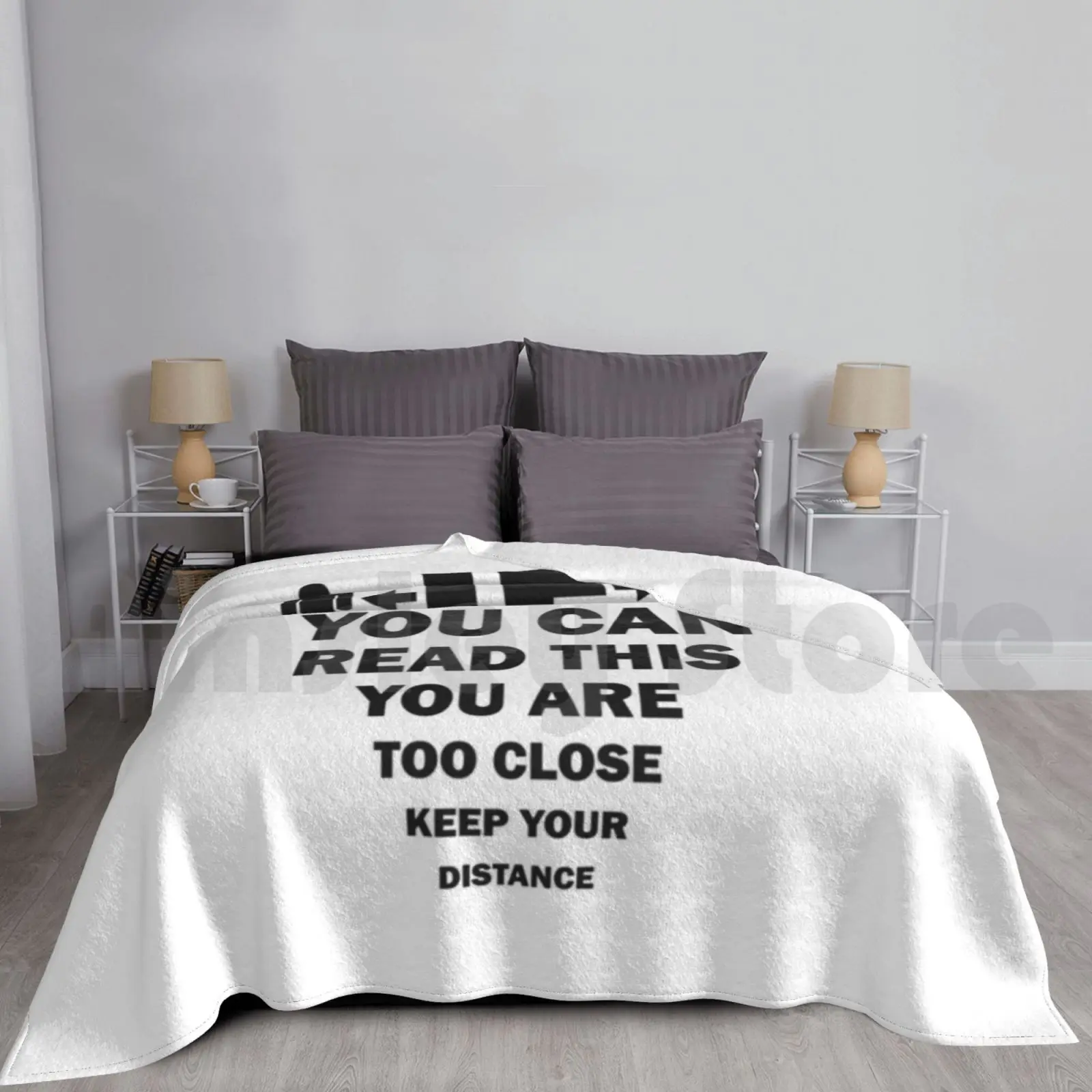 Blanket If You Can Read This , You Are Too Close , Keep Your Distance-Funny Black & White Social Distancing Quote Soft Non-Slip