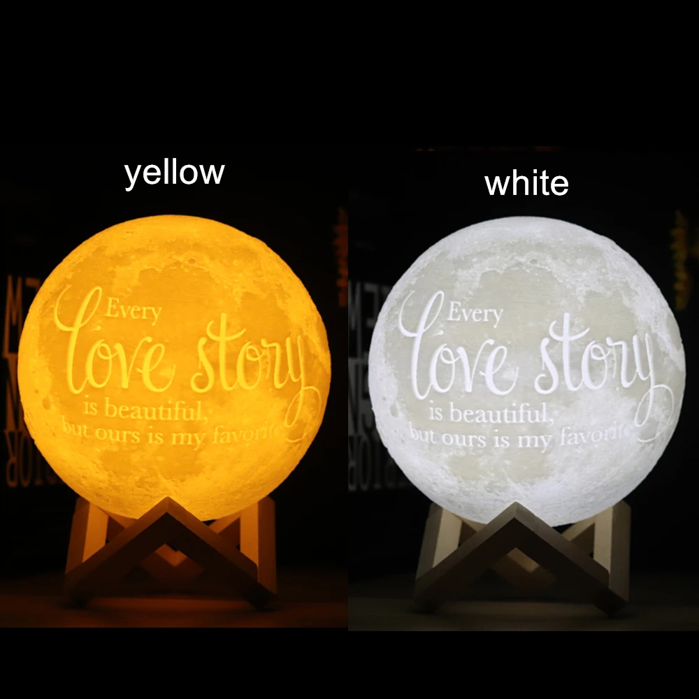 Photo/Text Custom Personalized 3D Print Lamp Moon Touch Moon Light Rechargeable Room Decor LED Night Light for kids,Lover