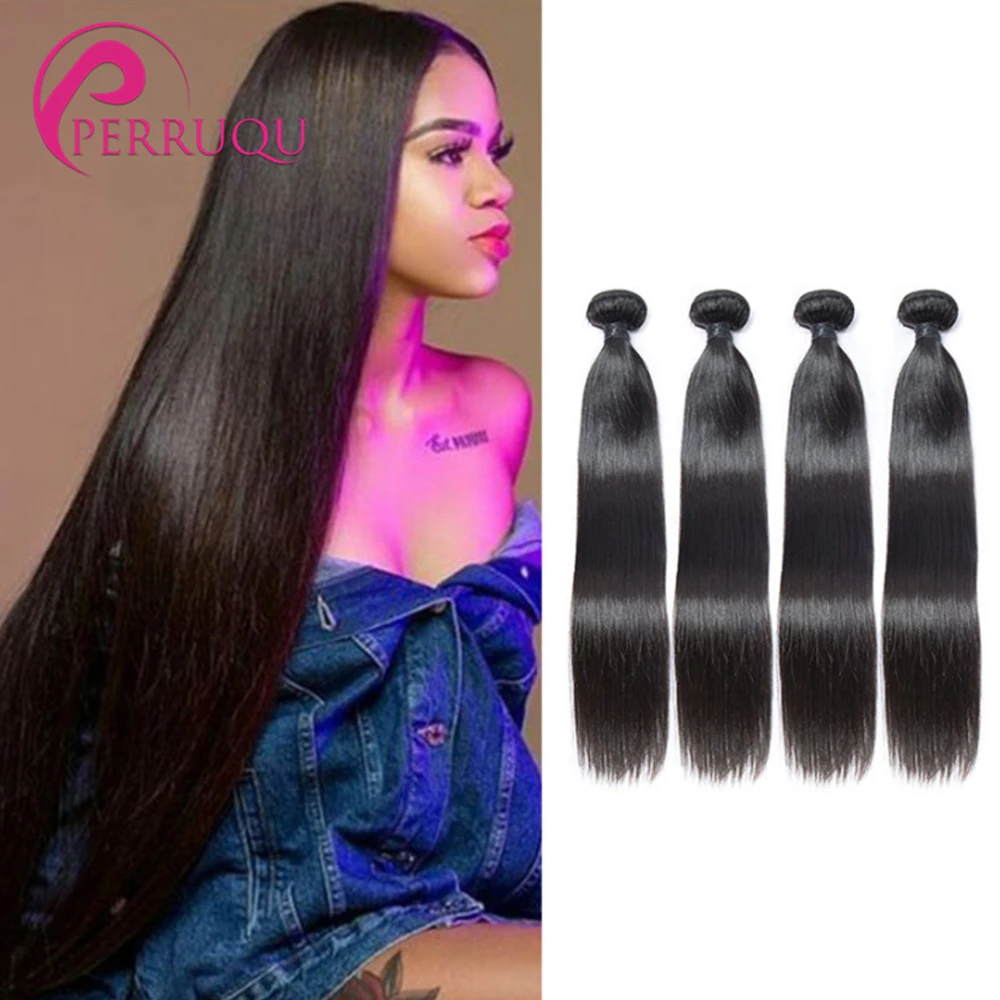 Bone Straight Human Hair Bundles For Women Perruqu 30 40 Long Inch 1/3/4 Deals Double Weft Weave Brazilian Remy Hair Extensions