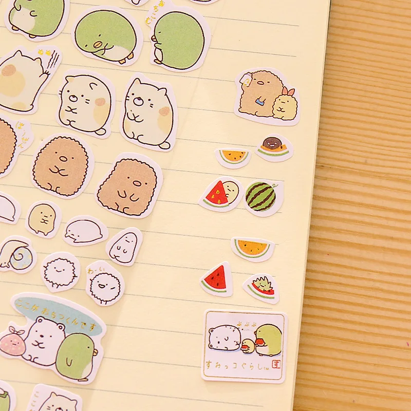 4pcs/Lot Sumikko gurashi paper sticker Cute bear penguin cat Decorative adhesive for diary letter scrapbook Stationery