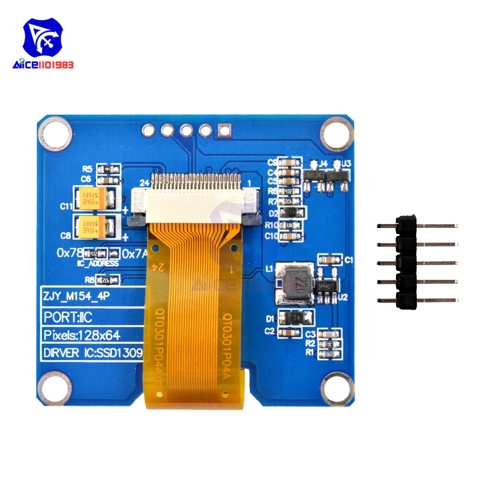 Diymore 1.54 "128X64 Oled Lcd Display Module SPD0301 5PIN Spi Iic I2C Interface 12864 Voor Arduino R3 MEGA2560 Avr STM32