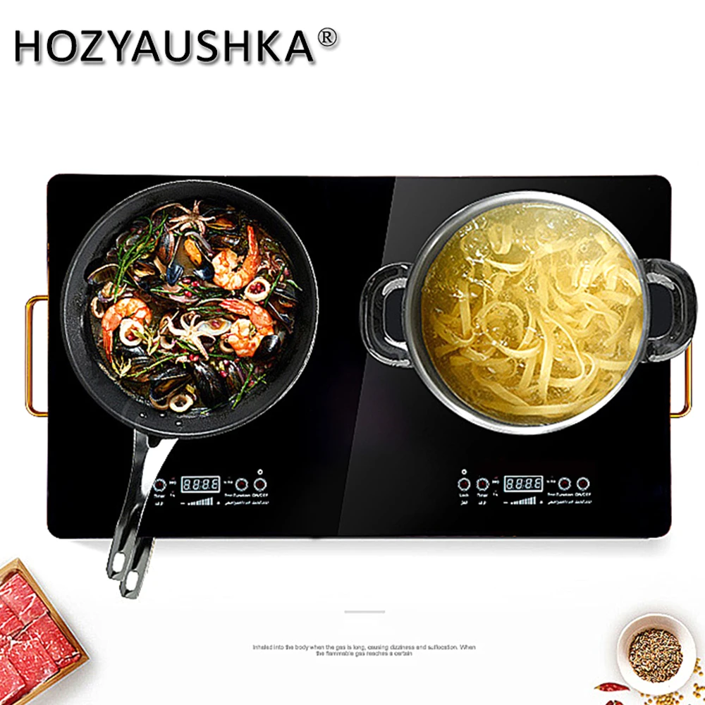 High-power, rapid heating, double-head electric ceramic stove, knob control, suitable for any high-temperature cookware