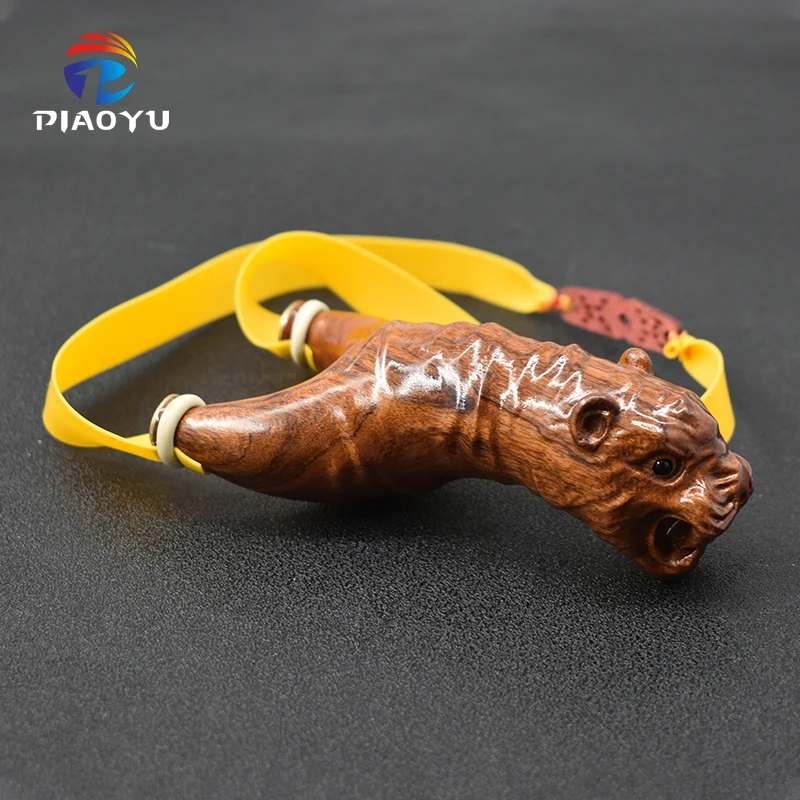 Piaoyu Solid Wood Slingshot Outdoor Catapult Toys Three-Dimensional Carving Wooden Flat Rubber Band Slingshot Shooting