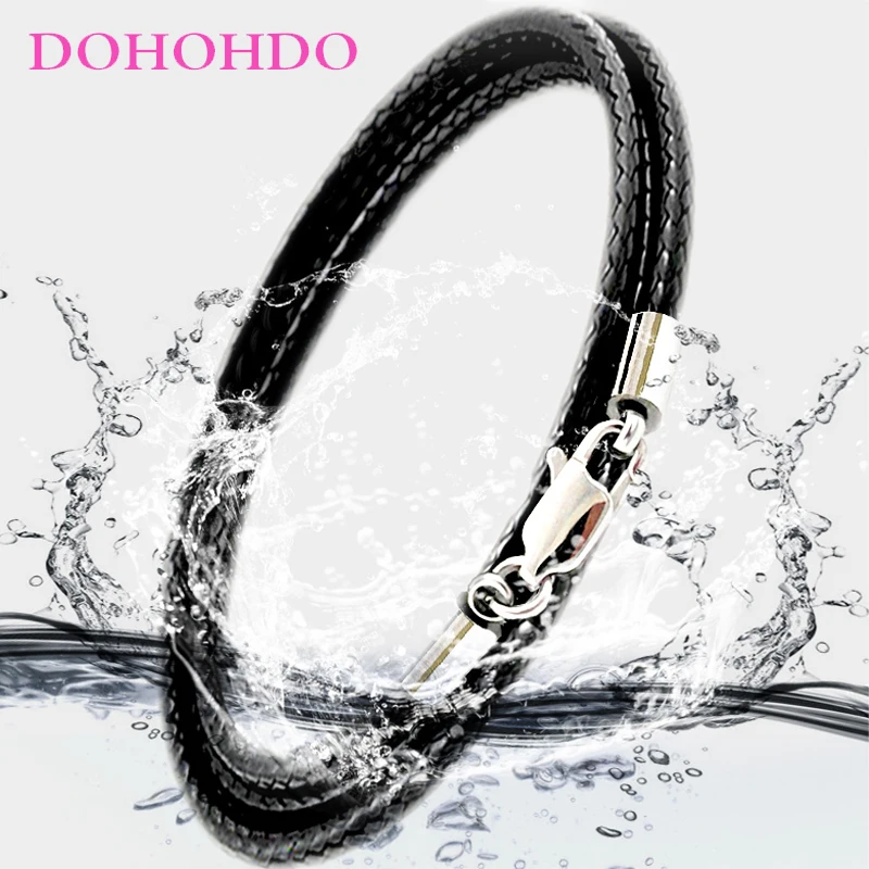 1mm 1.5mm 2mm 3mm Leather Cord Necklace Chain Stainless Steel Lobster Clasp Connector Waxed Rope For Men Women Jewelry Making