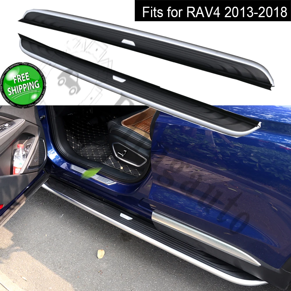 Fits for T.oyota RAV4 2013-2018 2PCS running board side Nerf step bar pedal protector aluminum alloy