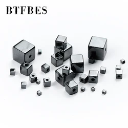 BTFBES pietra naturale Nero Ematite borda il cubo quadrato di Fascino Allentato del Branello Del Distanziatore Per Il Braccialetto Dei Monili La Collana Che Fa DIY 2/3 /4/6/8/10mm