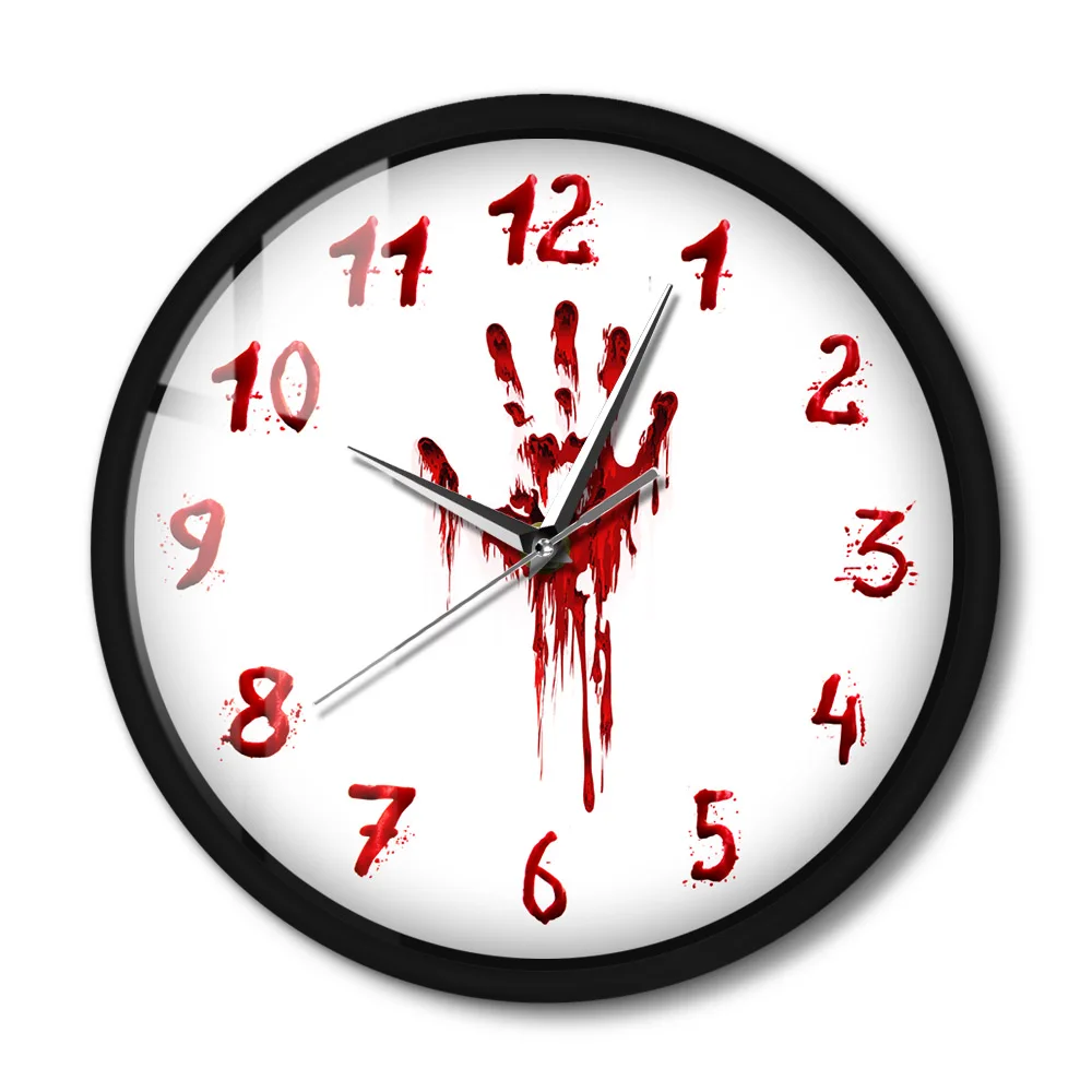 Horrifying Bloody Hand Horror Sound Activated Light Emitting Wall Clock Halloween Decor Slasher Scary Clock Evil Dead Night Lamp