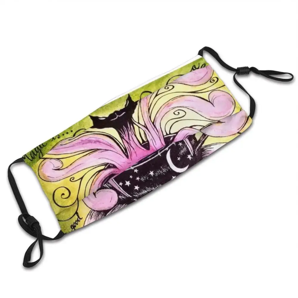 Magic Is A Cat , A Good Friend , And A Fancy Cup Of Tea Mask Cloth Reusable Print Filter Washable Cat Cats Tea Magic Friend