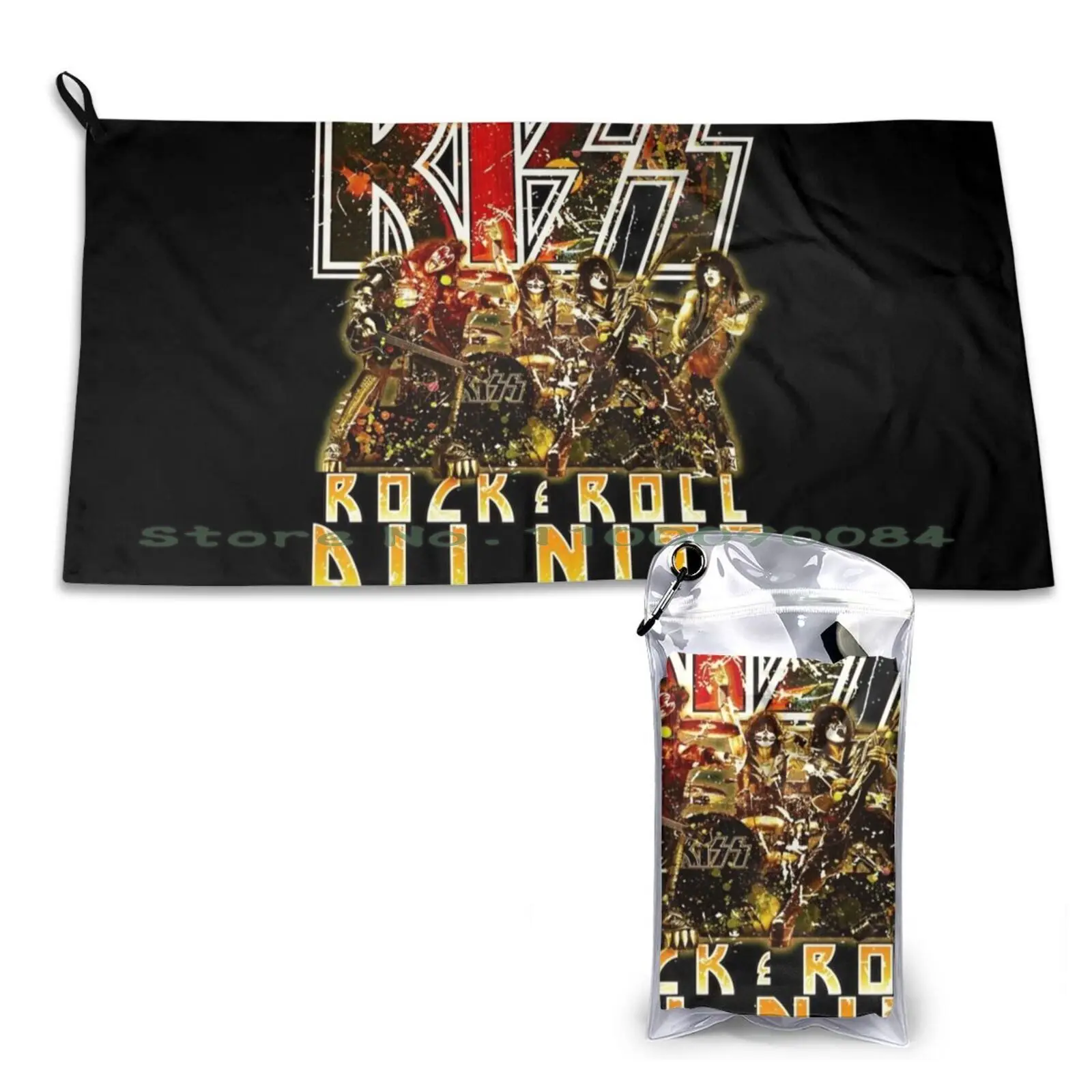 Kiss Rock N Roll All Nite Vintage Retro Classic Rock Quick Dry Towel Gym Sports Bath Portable Alpinestar Fox Recaro Racing