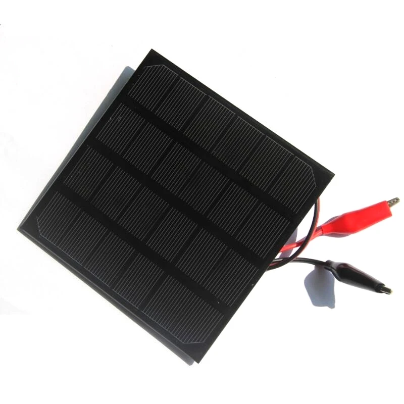 6V Mini Solar Panels with Alligator Clip 2W Monocrystalline Square Solar Cell DIY Small Solar Projects 115*115MM
