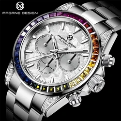 PAGRNE DESIGN Fashion Brand Automatic Mechanical Men's Watch Business Stainless Steel Waterproof Wristwatch Color Luxury Watch