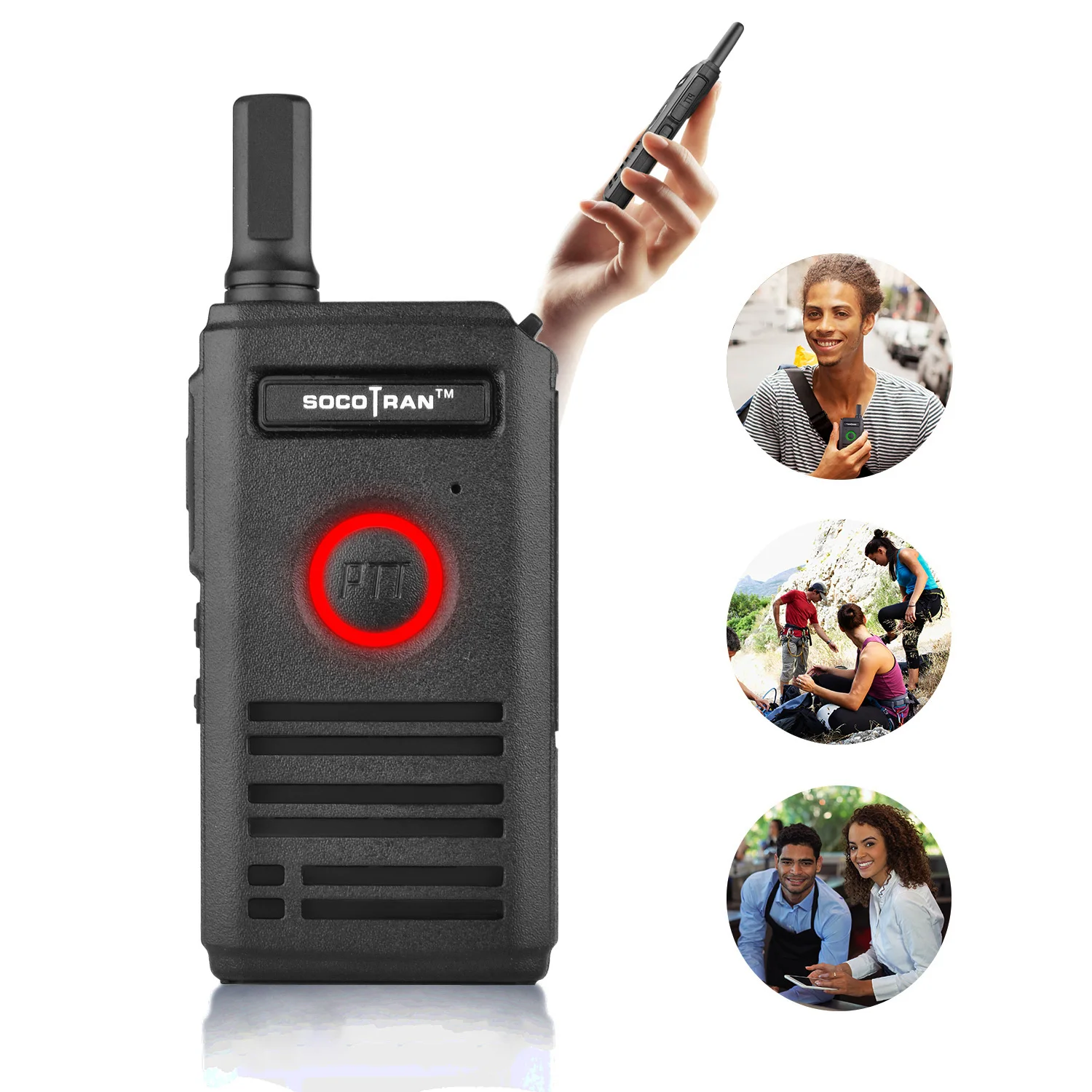 4Pcs/lot Mini walkie talkies Portable Ultra Slim Double PTT UHF 400-470MHz 16CH 2W Two way radio breathing Light SOCOTRAN SC-600