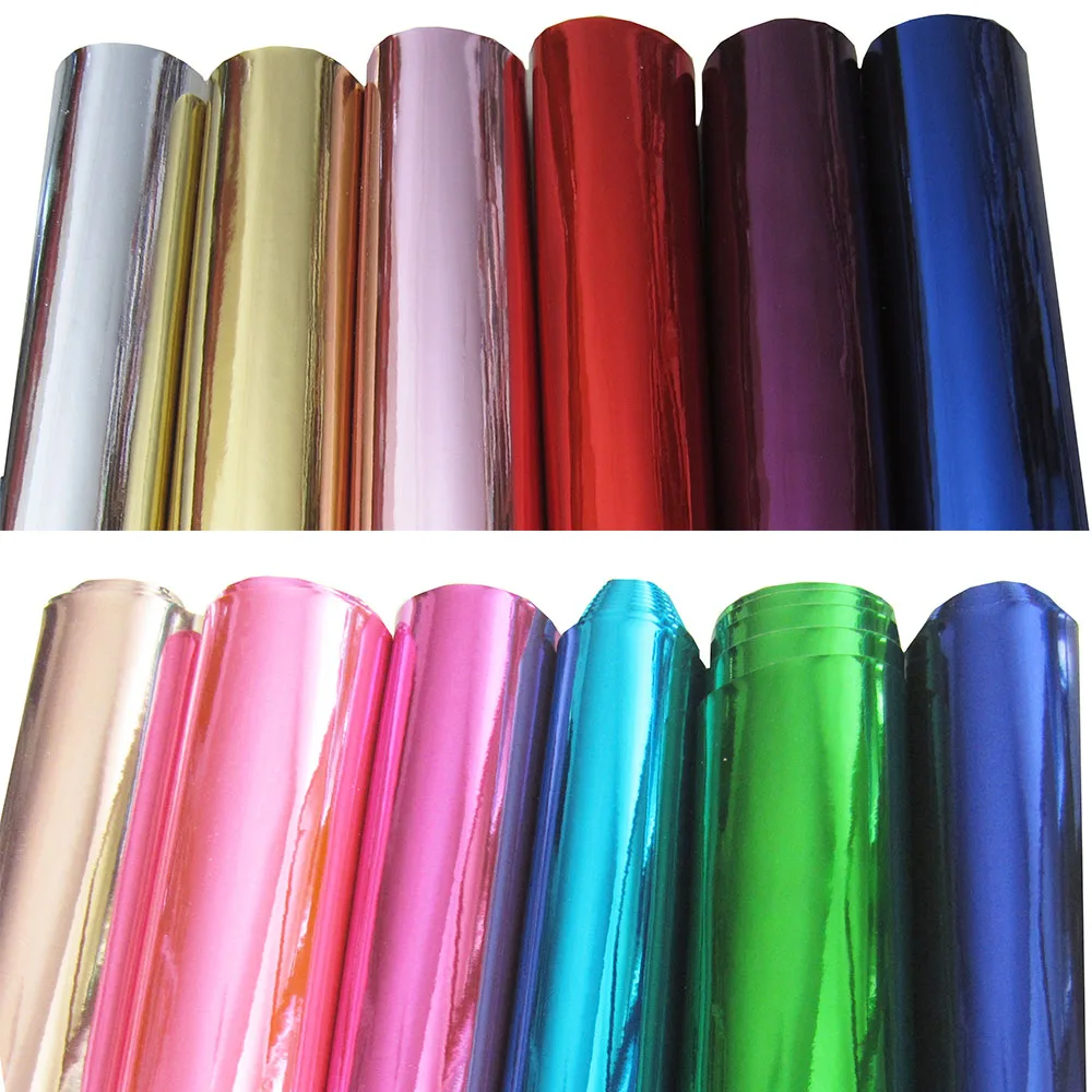 30x134cm Rolka Wysokie światło Różowe złoto Srebrne zwykłe lustro Sztuczna syntetyczna tkanina ze skóry PU na pudełka na prezenty Kokardki Dekoracja DIY BH062