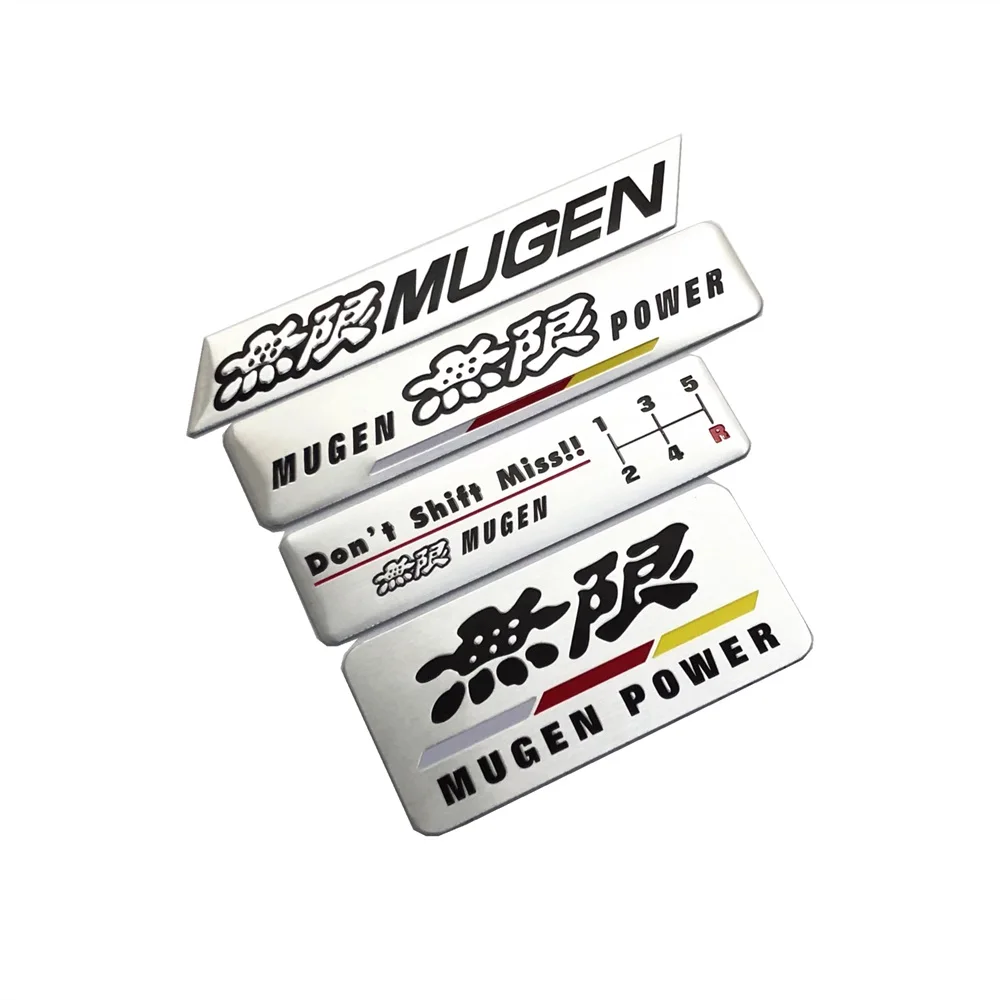 1Pcs Mugen Power Chinese MUGEN Don't Shift Miss!! Aluminum Sticker Racing Badge Car Body Trunk Decals Decoration