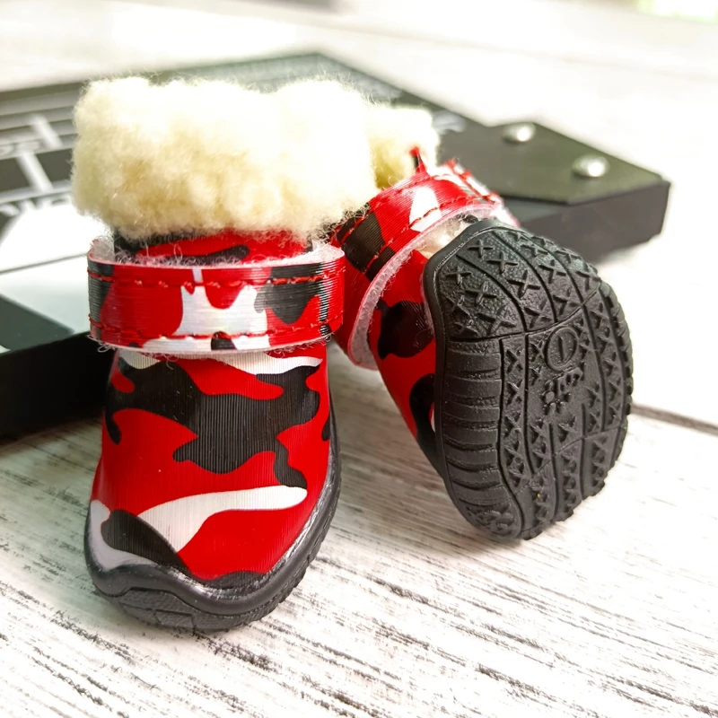 Camouflage Pet Dog Shoes Waterproof Thicken Snow Winter Fashion 4pcs/set Puppy Small Animal Chihuahua Cat Paw Care Boots Product