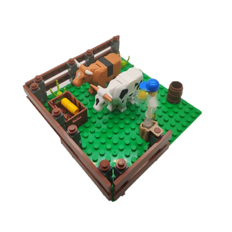 MOC Building Blocks Assembling Figures Girl Sunshine Farm Manor Plants and Animals Toys for Kids