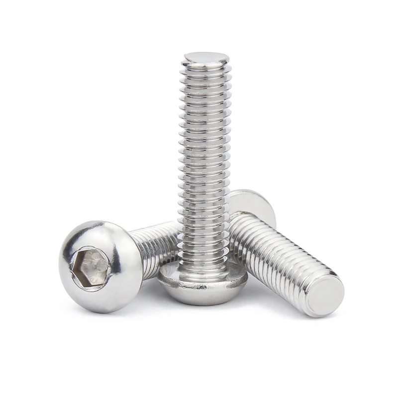 2/5/10/50pcs M1.6 M2 M2.5 M3 M4 M5 M6 M8 M10 304 Stainless Steel Hexagon Hex Socket Pan Head Button Allen Bolt Screw ISO7380