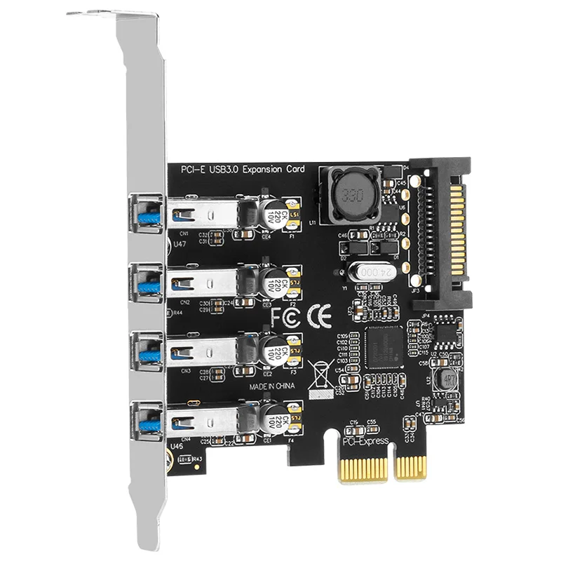 HAGOOGI – carte d'extension PCI-E vers USB 3.0, 4 ports, chipset NEC720201, carte d'extension haute vitesse pour ordinateur de bureau, petit châssis 2U