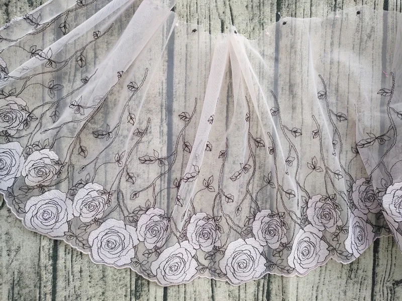 

10 ярдов цветочный кружевной лентой розовый светильник зеленого цвета с цветочным узором в виде роз Ширина 26 см накладка DIY Швейные аксессуары бюстгальтер нижнее белье домашнее украшение