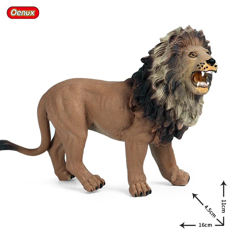 Oenux Zoo World Wild Animal Lion Deer Tiger Elephant Model Action Figures Farm Goat Horse Cow PVC Educational Cute Toy For Kids