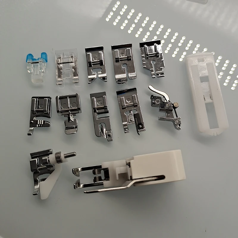 INNE 1/Set Sewing Machine Presser Foot Press For Brother Singer Kit Braiding Blind Stitch OverLock Zipper Ruler Parts