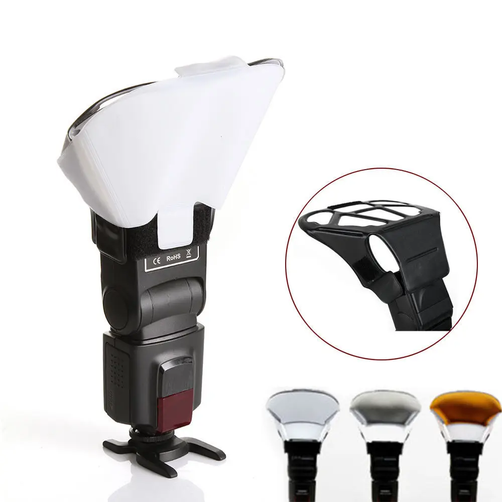 Universal 3 Color Flash Light Speedlite Diffuser Softbox Reflector for GODOX Canon Nikon Olympus Sony Yongnuo Flash Diffuser