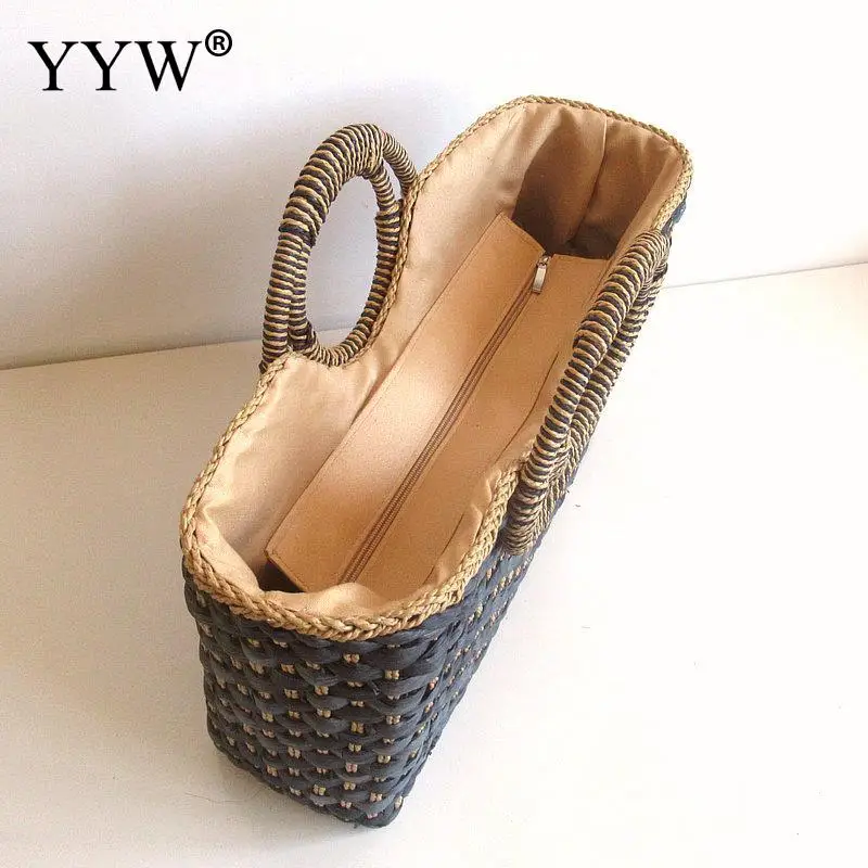 Bags for Women Summer Beach Tote Straw Bag Pompom Straw Bags in Thailand Picnic Straw Bag in Handbags Top Handle Handbags Totes