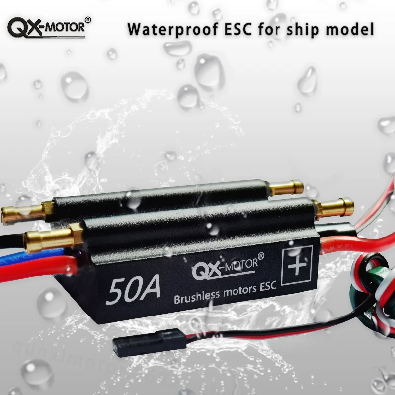 50A 120A QX-motor Waterproof Brushless ESC 2-6S Speed Controller for RC Boat Ship with BEC 5.5V/5A Water Cooling Syste