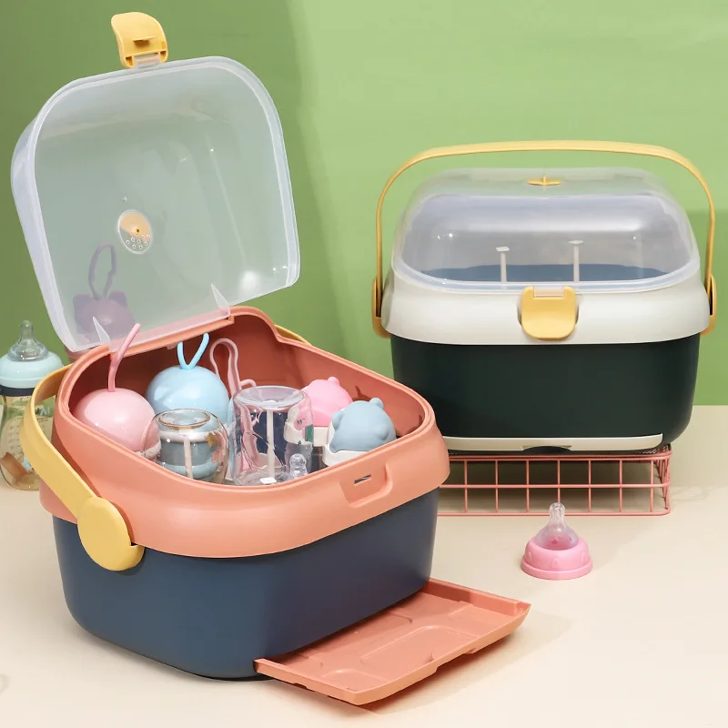 New Baby Bottle Storage Box Thickened Plastic Household Dust-proof and Draining Baby Bottle Storage Box  home organizer