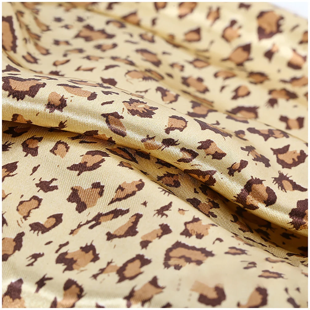 Leopard Print Satin Fabric Sewing Craft Material Silky Soft Cloth Fabric For Scarf Lining Diy 50cmX150cm