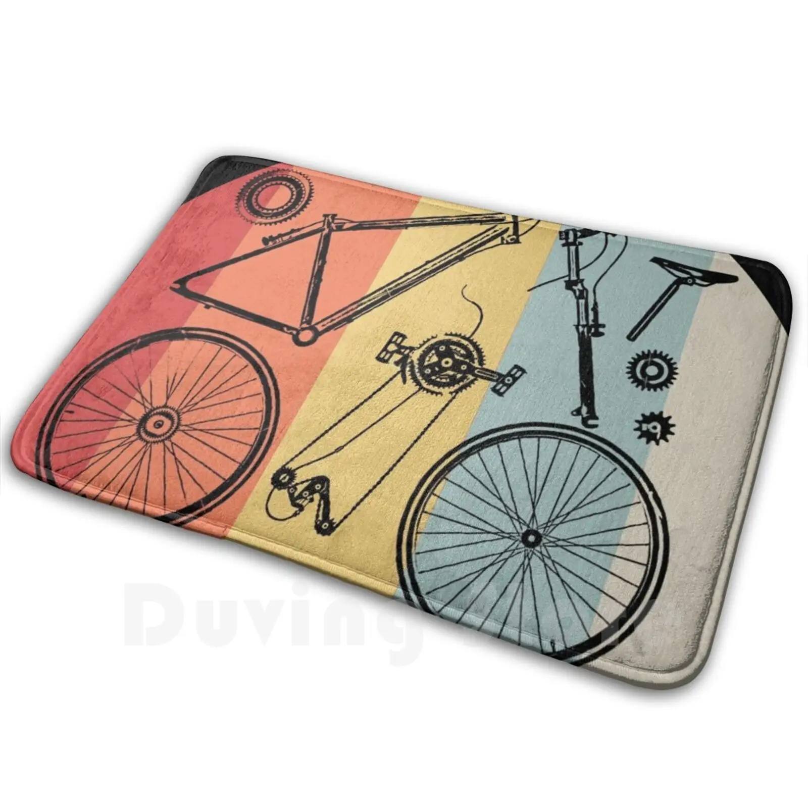 Retro Vintage Bicycle Parts Carpet Mat Rug Cushion Soft Non-Slip Retro Vintage Grunge Bicycle Bicycle Parts Parts Idea