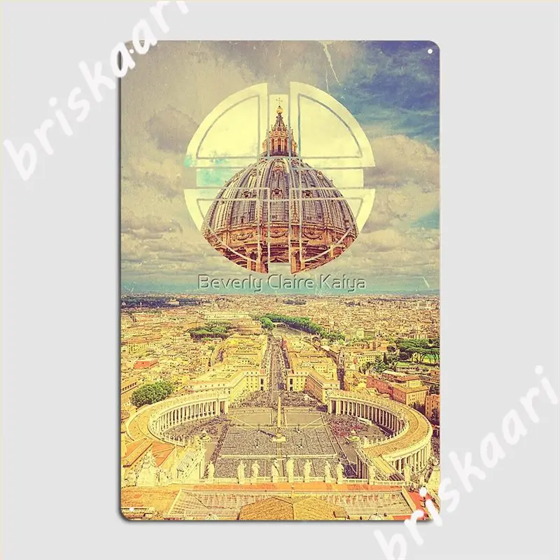 Geometric Vatican St Peter S Square Basilica Dome Italy Rome Metal Plaque Poster Designing Wall Decor Tin Sign Poster