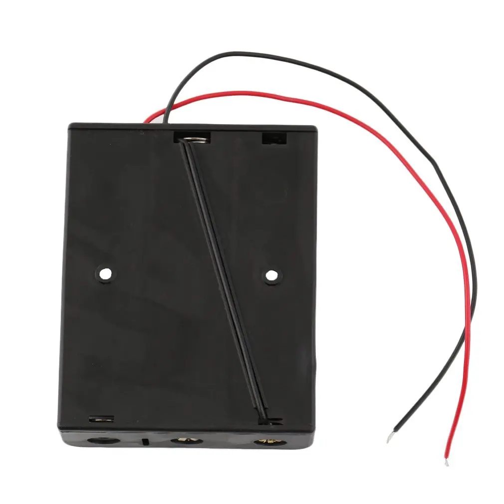 Caja de plástico negro para almacenamiento de batería, contenedor con soporte de Clip de 3 ranuras, DIY, con Pin de plomo de cable, 3x18650, 3,7 V