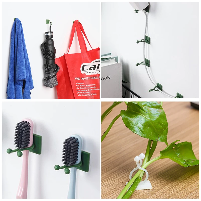 Plant Climbing Wall Fixture Clips Rattan Vine Fixer Self-Adhesive Hook Invisible Garden Binding Clip Wall StickyClip