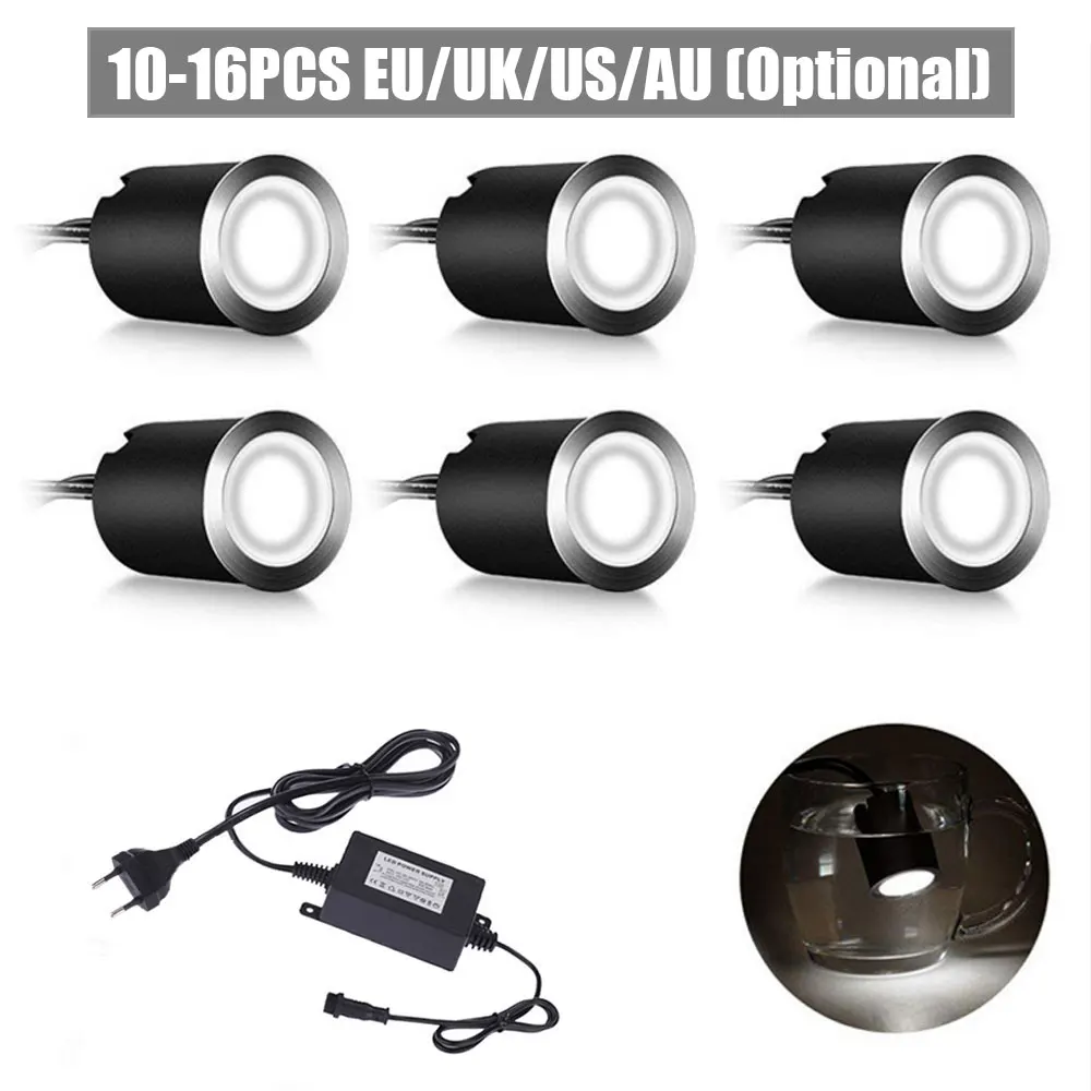 1-16Pcs 12V Led Dekverlichting IP67 Waterdicht Landschap Dek Verlichting Verzonken Ondergrondse Lamp Tuin Pathway Trappen decoratie