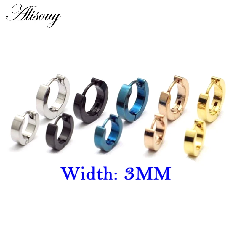 Alisouy Fashion 3mm Width 7 9mm Inside Diameter Unisex stainless steel ear clip Drop Dangle Earrings 5 Colors