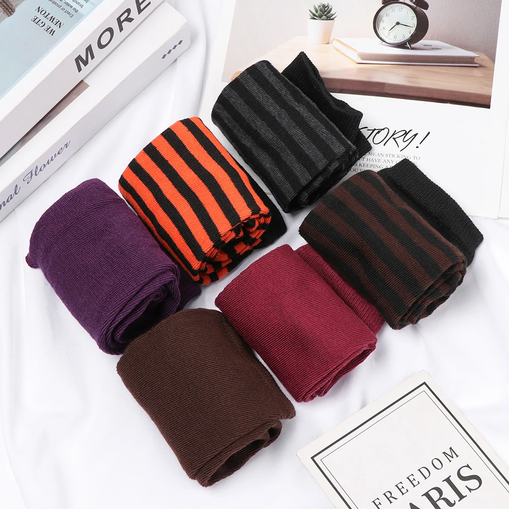 Women Cotton Classic Fingerless Long Glove Wristband Arm Cover Long Sleeve Soft Striped Elbow Mitten Knitted Moto Accessories