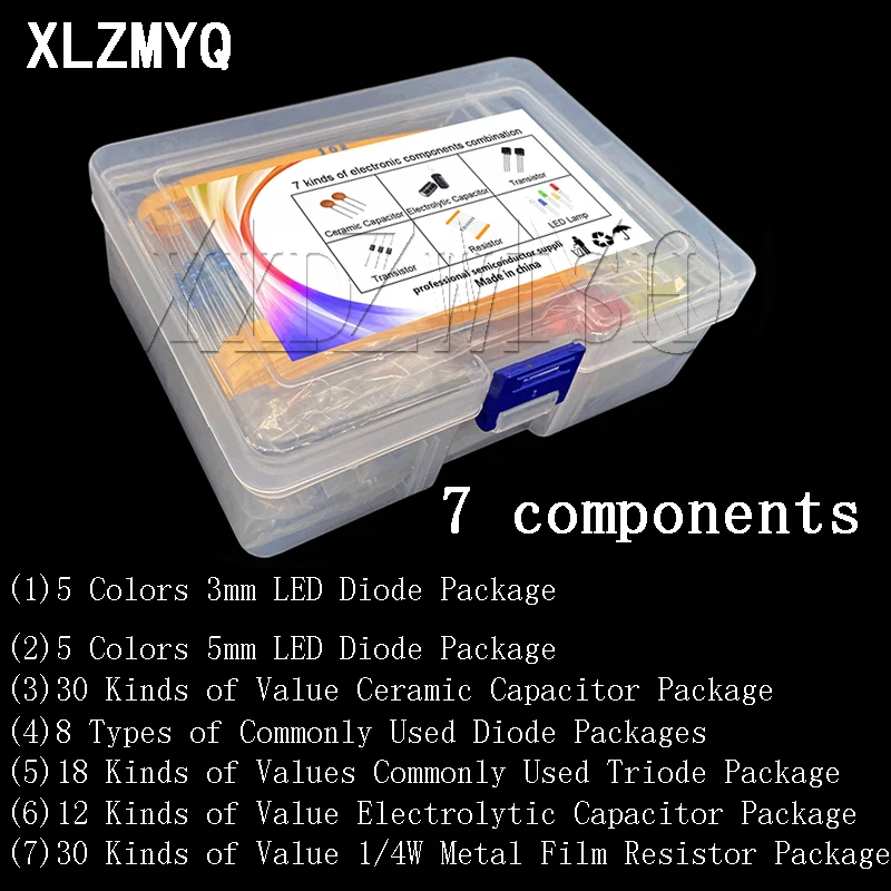 Electronic components Kits Metal film Resistor assortment kit led diodes electrolytic Capacitor Ceramic set transistor Pack diy