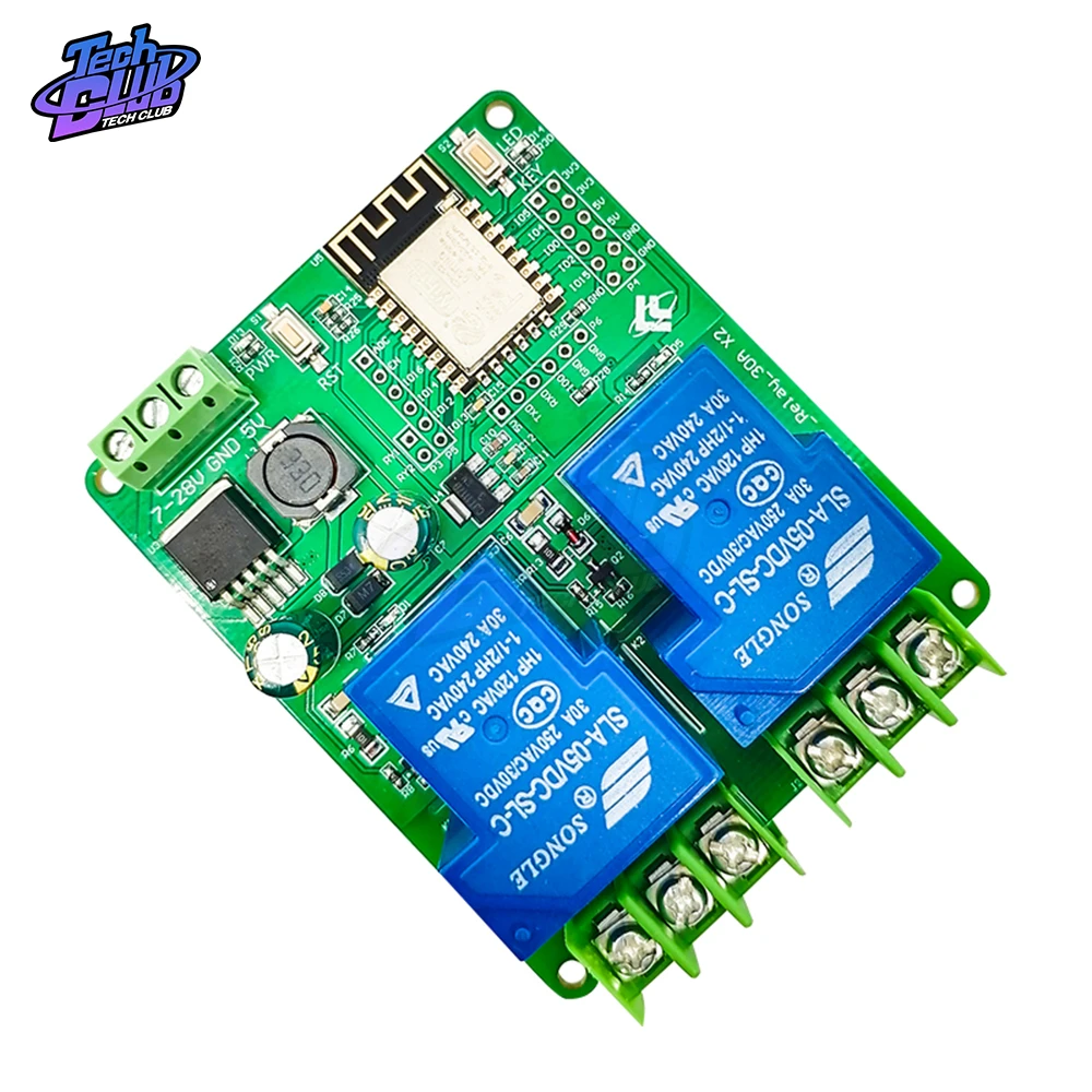 ESP8266 WIFI 2 Channel Relay Module ESP-12F Development Board DC 5V 7-28V 30A For Smart Home Wireless Control