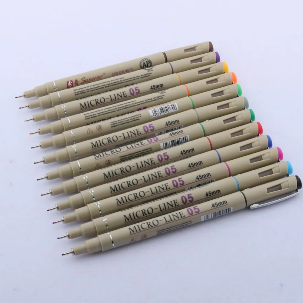 1pc superior Different Color 05mm Needle Drawing Line Micron Pen Art Markers