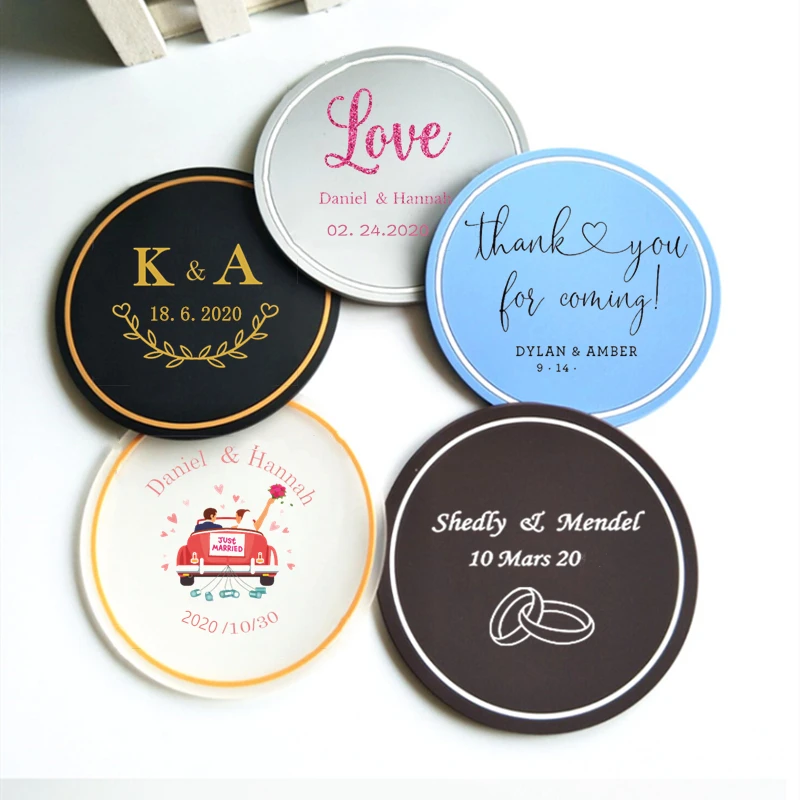 

100pcs/lot 9cm PVC Cup Mat Personalized Name Soft PVC Coasters Customized Logo for Wedding Party Company Bar