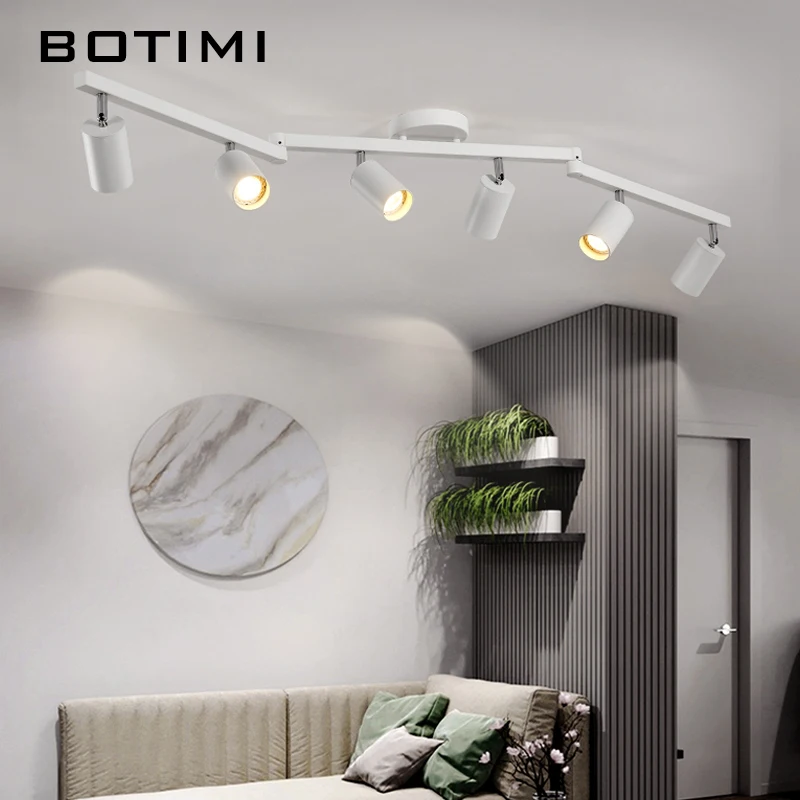 Imagem -03 - Modernas Luzes de Teto Led com Pista para Sala de Estar Iluminação Interior Superfície Ajustável Montada Preto e Branco 220v