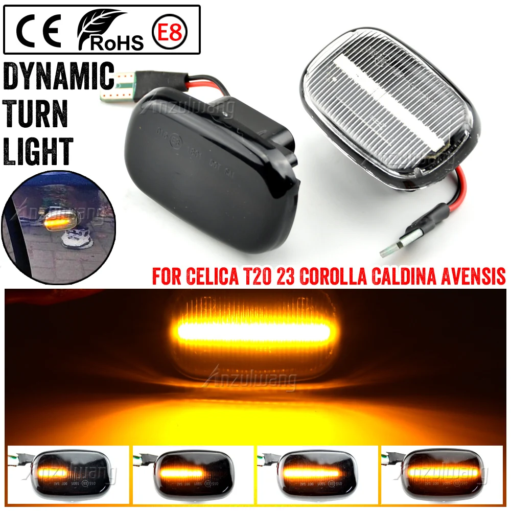 2pcs Dynamic Led Side Marker Flowing Turn Signal Light Panel Lamp for Toyota Corolla E10/E11/E12 Yaris Verso Hilux Surf N21 RX